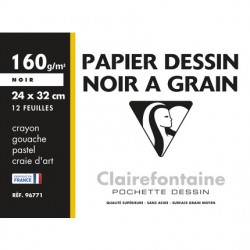 Papier dessin noir 24x32 160g pochette de 12 feuilles