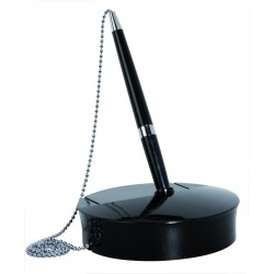 Stylo sur socle adhésif + chaînette noir
