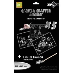 Carte à gratter A4 argent x5 + stylet bambou