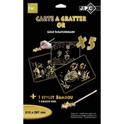 Carte à gratter A4 or x5 + stylet bambou