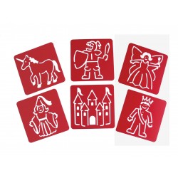 Pochoir 15x15cm Princesses et chevaliers lot de 6