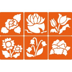 Pochoir 14,5x14,5cm Fleurs lot de 6