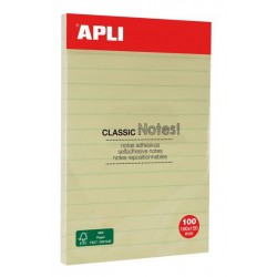 Apli Notes 10x15cm ligné 100 feuilles jaune