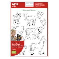 Gommettes enlevables à colorier Ferme pochette de 18