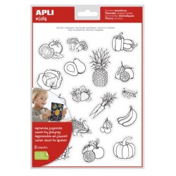 Gommettes enlevables à colorier Fruits et légumes pochette de 36