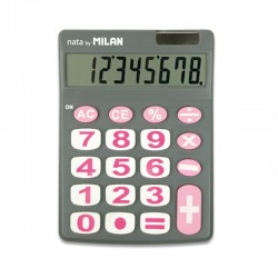 Calculatrice 145x106x21mm grandes touches gris/rose