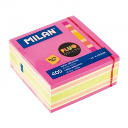Notes adhésives cube 76x76mm 400 feuilles fluo