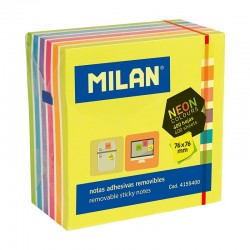 Notes adhésives cube 76x76mm 400 feuilles néon