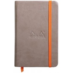 Carnet Rhodiarama rigide + élastique A6 uni 192 pages taupe