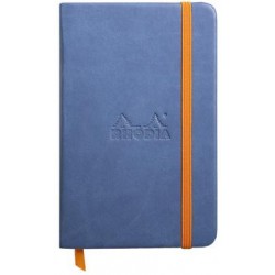 Carnet Rhodiarama rigide + élastique A6 uni 192 pages saphir