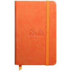 Carnet Rhodiarama rigide + élastique A6 uni 192 pages tangerine