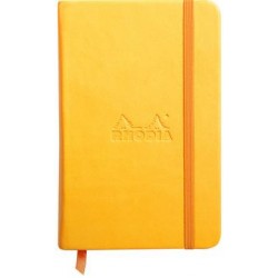 Carnet Rhodiarama rigide + élastique A6 uni 192 pages jonquille