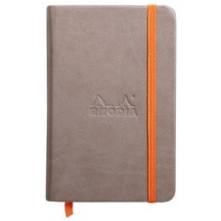 Carnet Rhodiarama rigide + élastique A6 ligné 192 pages taupe
