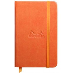 Carnet Rhodiarama rigide + élastique A6 ligné 192 pages tangerine