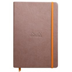 Carnet Rhodiarama rigide + élastique A5 ligné 192 pages taupe