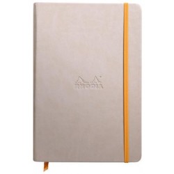 Carnet Rhodiarama rigide + élastique A5 ligné 192 pages beige