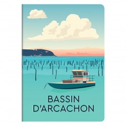 Carnet piqûre textile A5 ligné Bassin d'Arcachon 96 pages