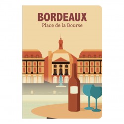 Carnet piqûre textile A6 ligné Bordeaux 96 pages