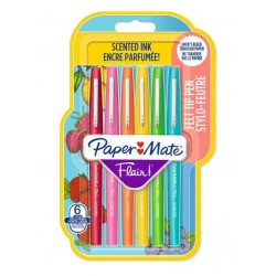 Feutre Flair Senteur pointe nylon moyen encre parfumée blister de 6
