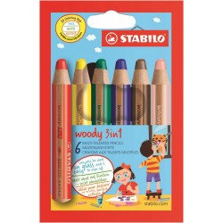 Crayon Stabilo Woody 3 en 1 étui de 6