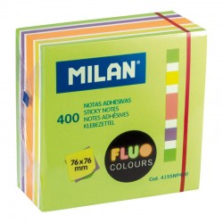 Notes adhésives cube 76x76mm 400 feuilles fluo