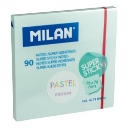 Notes adhésives 76x76mm Super Sticky bleu pastel 90 feuilles