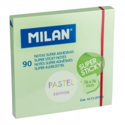 Notes adhésives 76x76mm Super Sticky vert pastel 90 feuilles