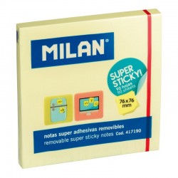 Notes adhésives 76x76mm Super Sticky jaune pastel 90 feuilles