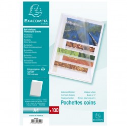 Pochette coin A4 polypro grainé 12/100 incolore sachet de 100