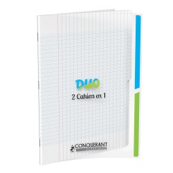 Cahier Conquérant piqué 24x32 2 en 1 séyès 96 pages polypro incolore