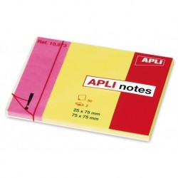 Apli Notes 25x75 + 75x75 rose/jaune 50 feuilles