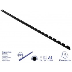 Reliure plastique 6mm noir boîte de 100