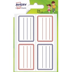 Etiquette écolier 36x56mm bleu/rouge pochette de 24