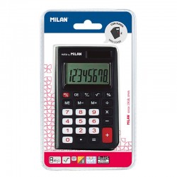 Calculatrice poche 102x67x9mm noir/blanc + étui