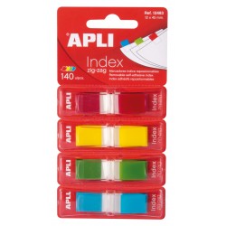 Index 12x45mm zig zag 4 couleurs blister de 140