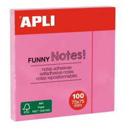 Apli Notes 75x75mm 100 feuilles rose