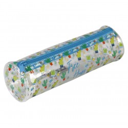 Trousse ronde transparente Ø7 x 22 cm Cactus