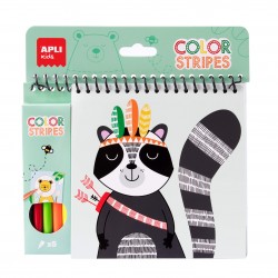 Bloc coloriage rayures Animaux + 5 feutres