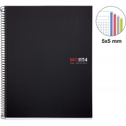 Notebook spiralé A4 5/5 70g perforé 280p polypro noir