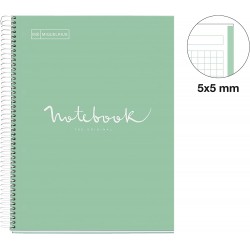 Notebook spiralé A4 160 pages 5/5 90g couverture carte rigide menthe