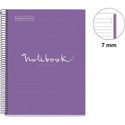 Notebook spiralé A4 160 pages ligné 90g couverture carte rigide violet