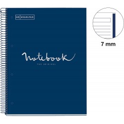 Notebook spiralé A4 160 pages ligné 90g couverture carte rigide bleu marine