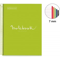 Notebook spiralé A4 240 pages ligné 90g couverture carte rigide lime