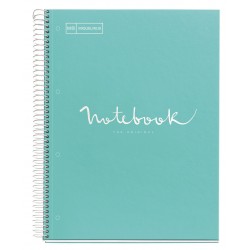 Notebook spiralé A4 160 pages séyès 90g couverture polypro bleu ciel