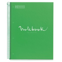 Notebook spiralé A4 160 pages séyès 90g couverture polypro vert