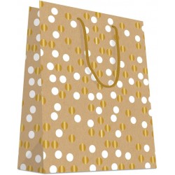 Sac+poignées cordelières "Kraft pois" 32+14x40cm