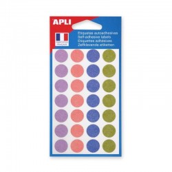 Etiquette 15mm assorti pastel pochette de 140