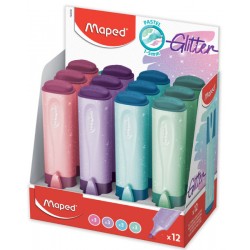 Surligneur Fluo'peps pastel pailleté biseau présentoir de 12