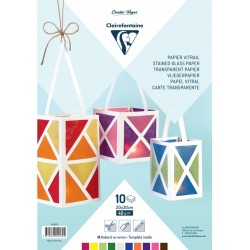 Papier vitrail 20x30cm 40g pochette de 10 feuilles assorties
