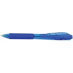 Stylo bille Wow! 1mm rétractable corps triangulaire + grip bleu